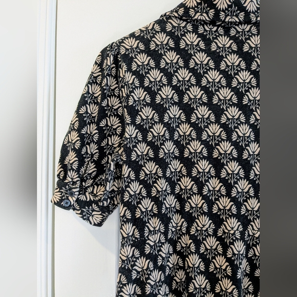 Boden Button Jersey Mini Tea Dress Beige/ Black Pockets Size 8R - Picture 8 of 13